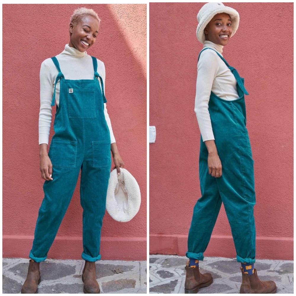 Lucy And Yak Original Dungaree Organic Corduroy Teal Small - Picture 1 of 7